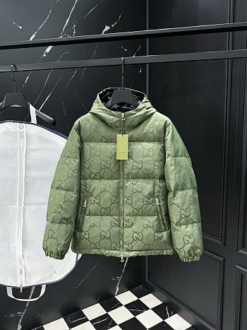 Men Jumbo GG canvas down jacket green