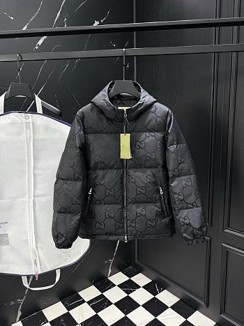 Men Jumbo GG canvas down jacket black