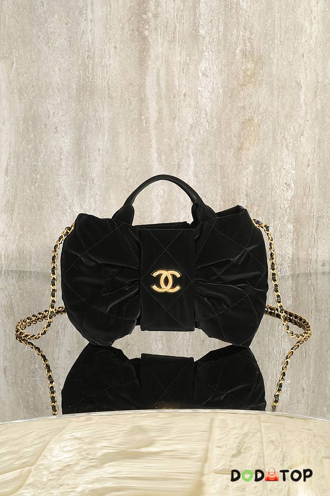 Chanel Bow bag black velvet fabric size 26x15x5cm - 1