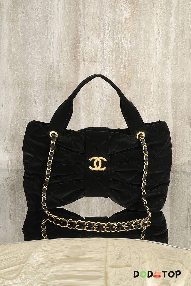 Chanel Bow bag black velvet fabric size 38x25x5cm - 1