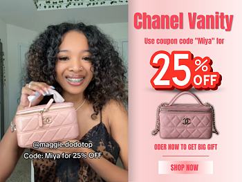 Chanel Vanity Pink Bag Light Gold Hardware Size 9.5 × 17 × 8 cm code miya (25% off)