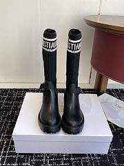 dior D-Major Boot Black Calfskin with Black and White Technical Knit  - 5
