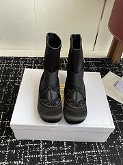 dior D-Major Boot Black Calfskin with Black and White Technical Knit  - 2
