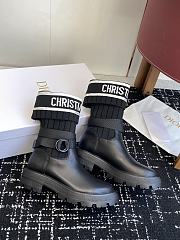 Dior D-Major Ankle Boot Black Calfskin with Black and White Technical Knit - 1