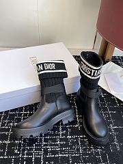 Dior D-Major Ankle Boot Black Calfskin with Black and White Technical Knit - 3