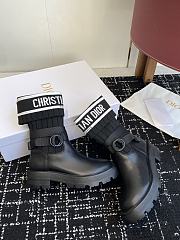 Dior D-Major Ankle Boot Black Calfskin with Black and White Technical Knit - 2