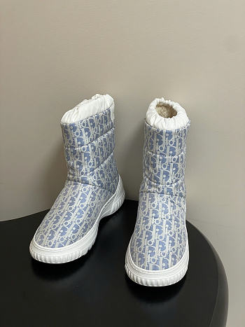 DiorAlps Dior Frost Ankle Boot Chambray Blue and Ecru Dior Oblique Quilted Nylon