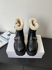 DiorAlps D-Quest Ankle Boot Black Grained Calfskin and White Lambskin Shearling - 4