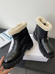 DiorAlps D-Quest Ankle Boot Black Grained Calfskin and White Lambskin Shearling - 5