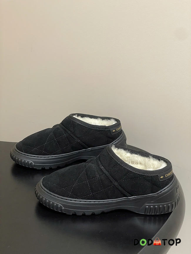 DiorAlps Dior Frost Low Ankle Boot Black Cannage Suede Goatskin and White Lambskin Shearling - 1