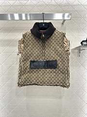 Gucci canvas sleeveless jacket with leather label - 1