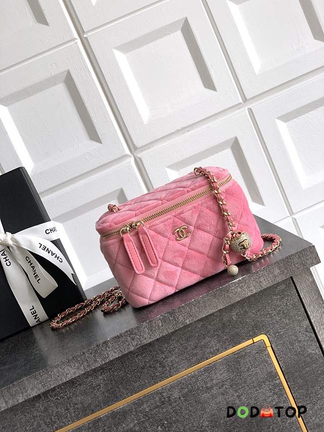 Chanel vanity bag Velvet pink size 9.5x17x8cm - 1