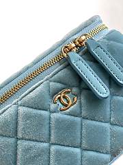 Chanel vanity bag Velvet blue size 9.5x17x8cm  - 3