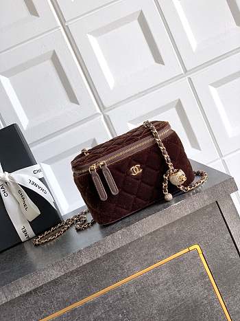 Chanel vanity bag Velvet brown size 9.5x17x8cm