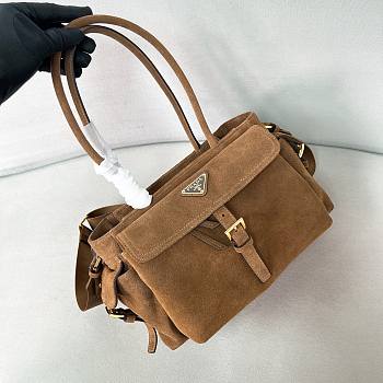 Prada Explore medium Re-Nylon shoulder bag with flap size 30x14x10cm brown