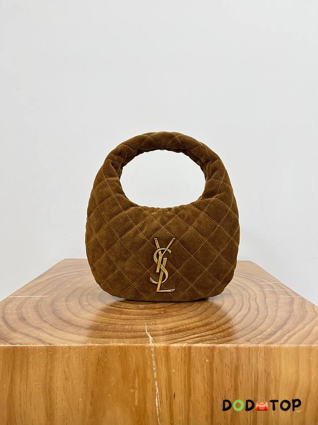 YSL ICARINO in quilted suede ccaramel cognac bag size 7x13x3cm  - 1