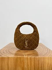 YSL ICARINO in quilted suede ccaramel cognac bag size 7x13x3cm  - 5