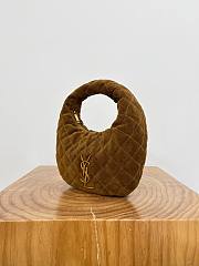 YSL ICARINO in quilted suede ccaramel cognac bag size 7x13x3cm  - 4