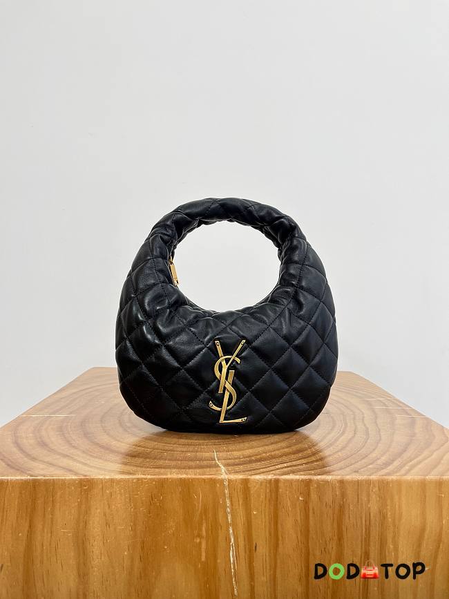 YSL ICARINO in quilted suede black bag size 17x13x3cm - 1