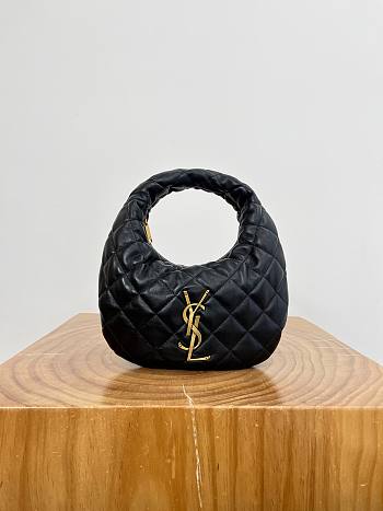 YSL ICARINO in quilted suede black bag size 17x13x3cm