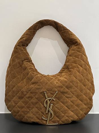 YSL ICARINO in quilted suede brown bag size 44×30×7cm