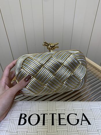 Bottega Veneta knot clutch gold bag size 19x5x11cm