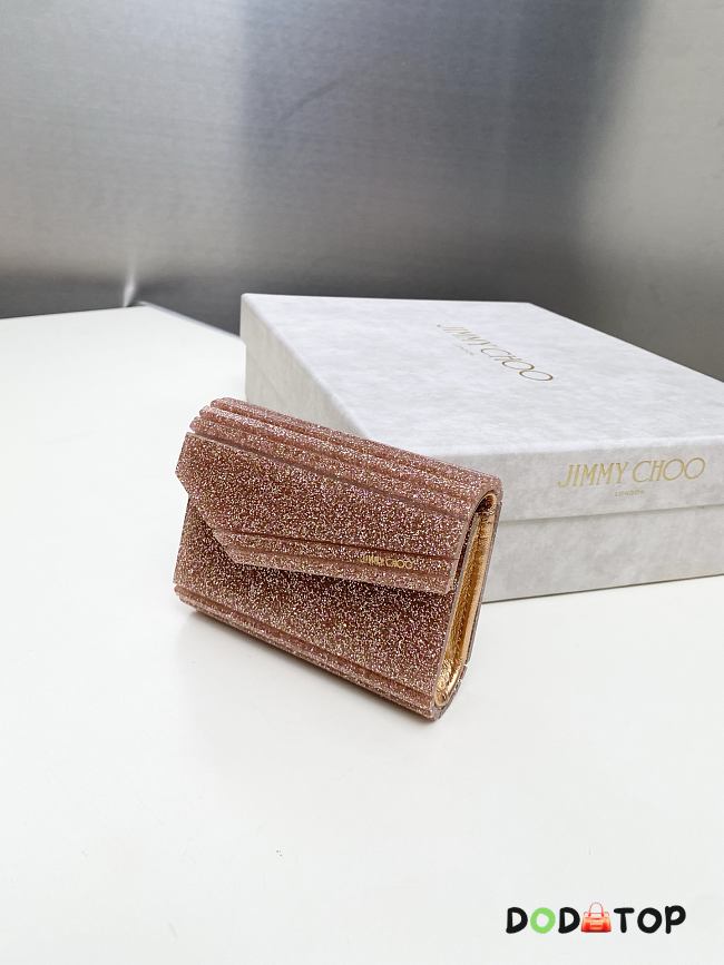 Jimmy Choo Sweetie  Rose Fine Glitter Acrylic Clutch Bag size 11x10x3 - 1