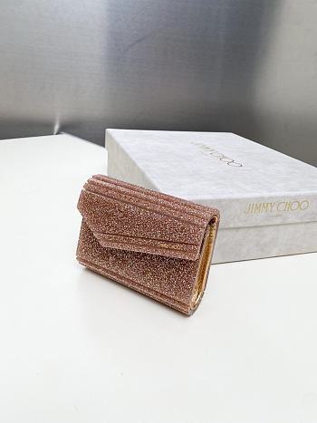 Jimmy Choo Sweetie  Rose Fine Glitter Acrylic Clutch Bag size 11x10x3