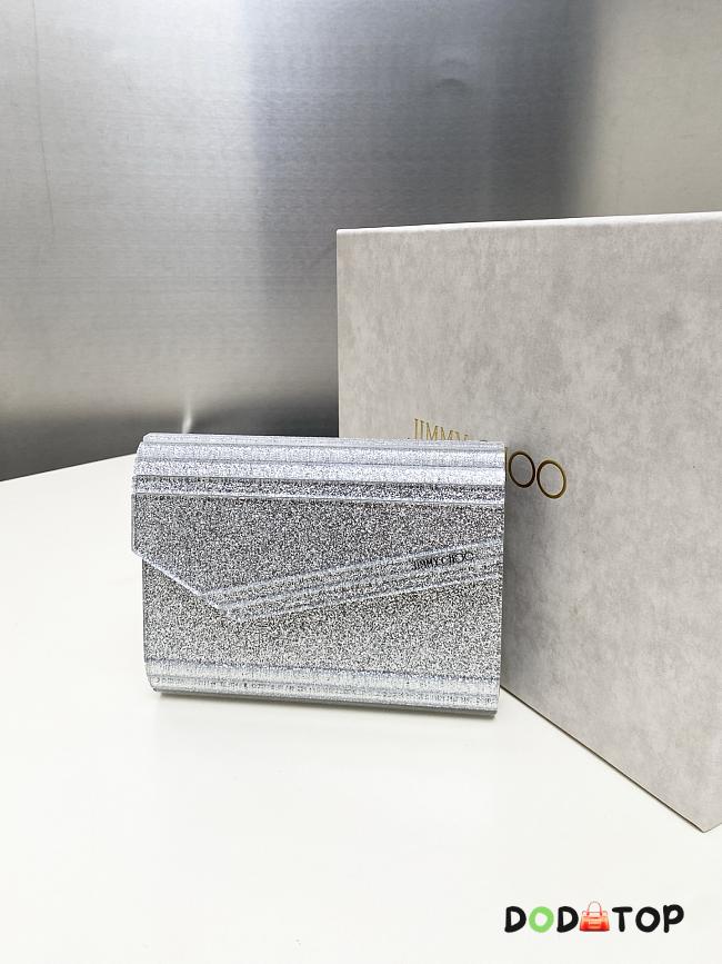 Jimmy Choo Sweetie silver Fine Glitter Acrylic Clutch Bag size 11x10x3 - 1