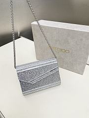 Jimmy Choo Sweetie silver Fine Glitter Acrylic Clutch Bag size 11x10x3 - 2