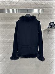 Valentino Fur Collar Knit Cardigan Jacket black - 6