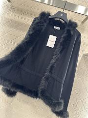 Valentino Fur Collar Knit Cardigan Jacket black - 5