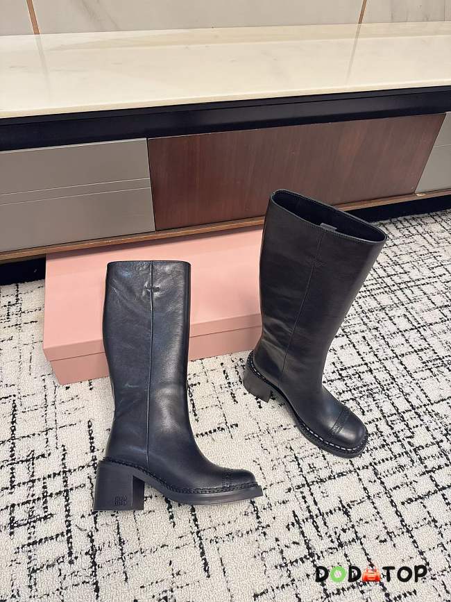 Miu Miu 75mm leather boots black - 1