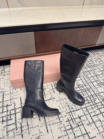 Miu Miu 75mm leather boots black