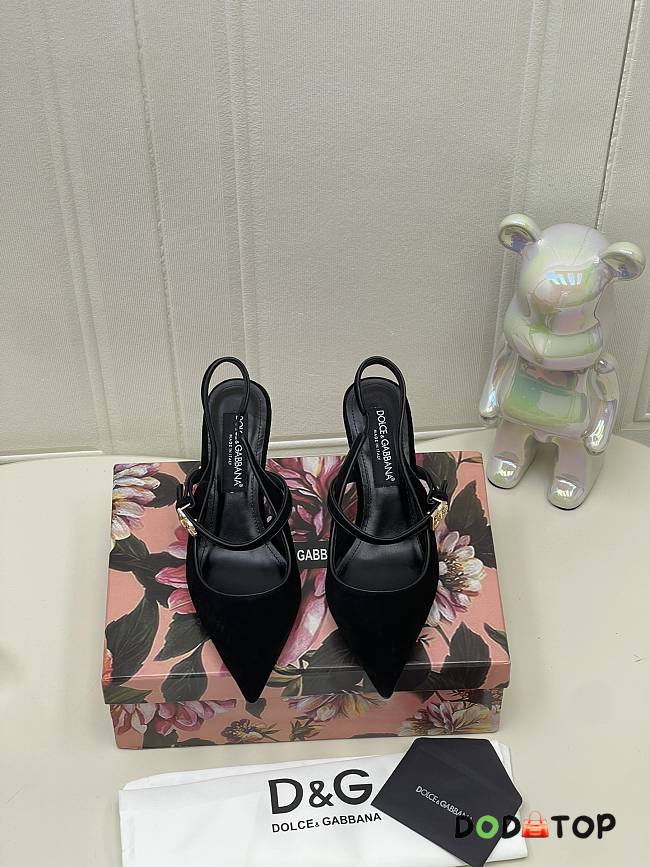 Dolcegabbana Suede and nappa leather slingback black 6.5cm - 1