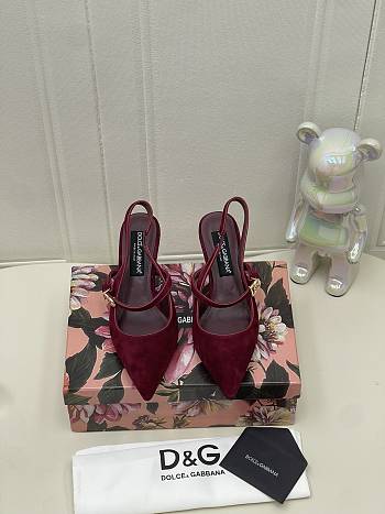 Dolcegabbana Suede and nappa leather slingback red 6.5cm
