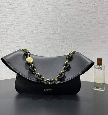 LOEWE Black Medium Leather Ola Shoulder Bag size 26✕13✕18cm