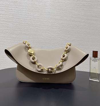 LOEWE Beige Medium Leather Ola Shoulder Bag size 26✕13✕18cm