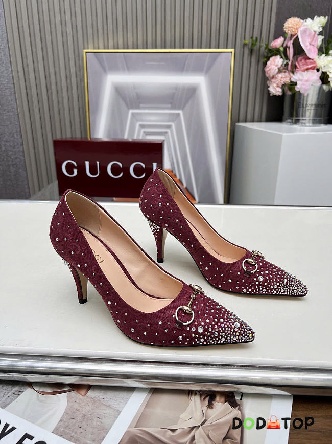 Gucci Women's pump with crystal Horsebit red - 1