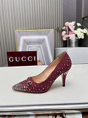 Gucci Women's pump with crystal Horsebit red - 4