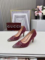 Gucci Women's pump with crystal Horsebit red - 3