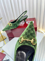 Gucci Women's slingback pump with Horsebit Variation dark green GG velvet - 4.5cm - 5