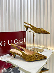 Gucci Women's slingback pump with Horsebit Variation brown GG velvet - 4.5cm - 5