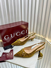 Gucci Women's slingback pump with Horsebit Variation brown GG velvet - 4.5cm - 3