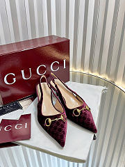 Gucci Women's slingback pump with Horsebit Variation dark purple GG velvet - 4.5cm - 1