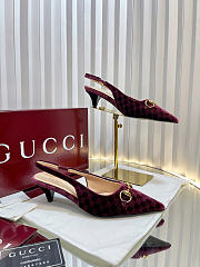 Gucci Women's slingback pump with Horsebit Variation dark purple GG velvet - 4.5cm - 4
