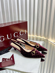 Gucci Women's slingback pump with Horsebit Variation dark purple GG velvet - 4.5cm - 3