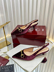 Gucci Women's slingback pump with Horsebit Variation dark purple GG velvet - 4.5cm - 2