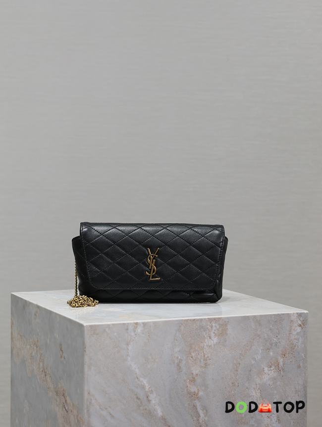 Saint Laurent Gaby Phone Holder YSL Crossbody Bag in Quilted Smooth Leather black size 19x10x4.5cm - 1