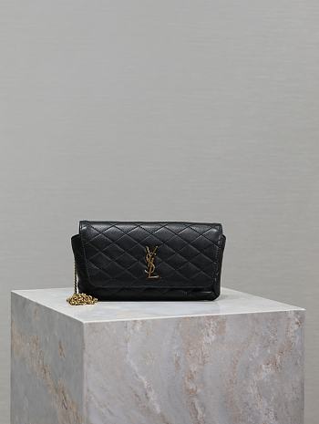 Saint Laurent Gaby Phone Holder YSL Crossbody Bag in Quilted Smooth Leather black size 19x10x4.5cm